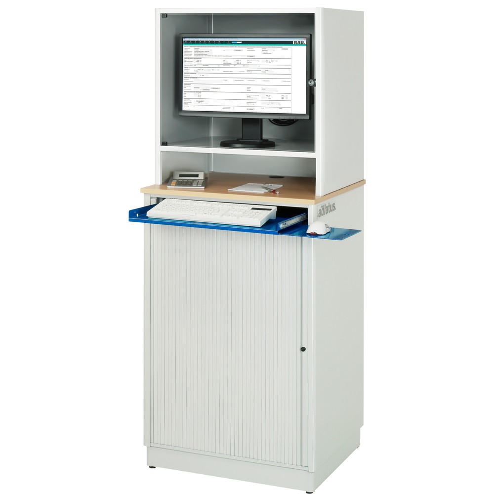 Numéro de l'image du produit 5: RAU Poste informatique, porte-clavier coulissant, 1 tiroir, fixe