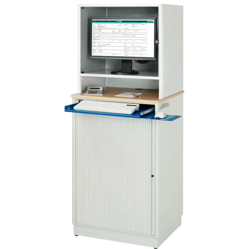 N° de l'image du produit 5 : RAU Poste informatique, porte-clavier coulissant, 1 tiroir, fixe