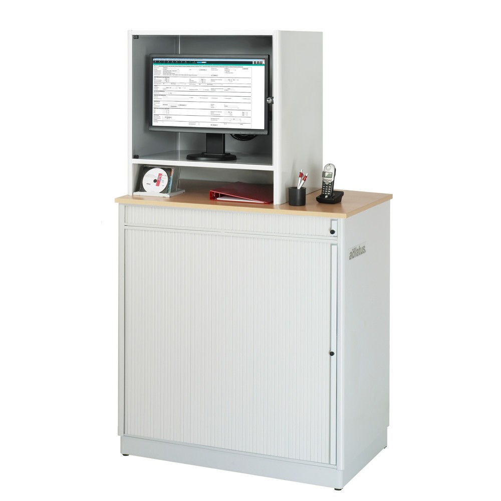 Numéro de l'image du produit 2: RAU Poste informatique, porte-clavier coulissant, 3 tiroirs, fixe