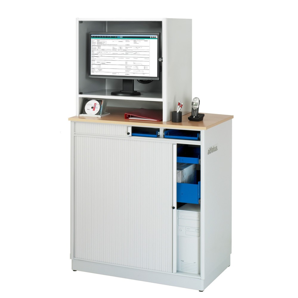 Numéro de l'image du produit 3: RAU Poste informatique, porte-clavier coulissant, 3 tiroirs, fixe