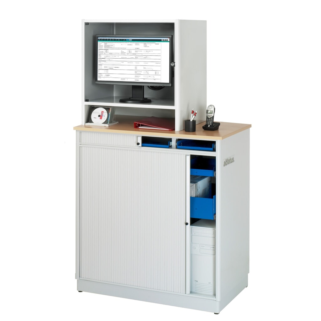 RAU Poste informatique, porte-clavier coulissant, 3 tiroirs, fixe N° de l'image du produit 3 : RAU Poste informatique, porte-clavier coulissant, 3 tiroirs, fixe