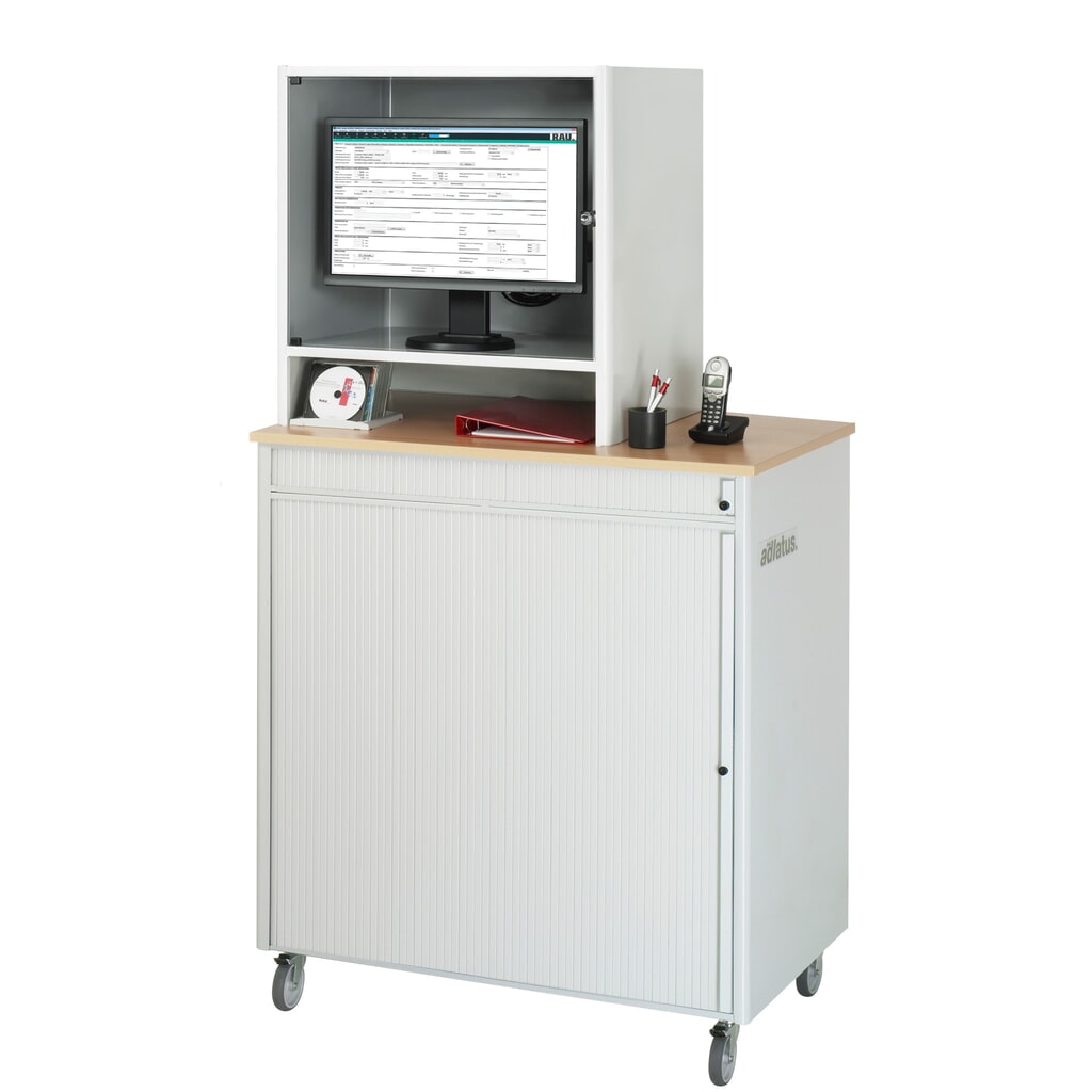 N° de l'image du produit 2 : RAU Poste informatique, porte-clavier coulissant, 3 tiroirs, mobile