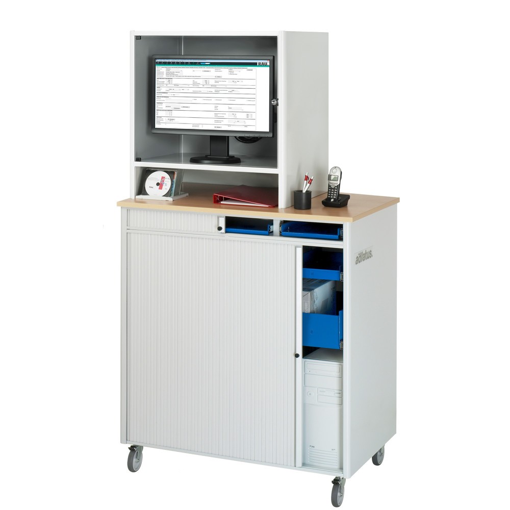 Numéro de l'image du produit 3: RAU Poste informatique, porte-clavier coulissant, 3 tiroirs, mobile