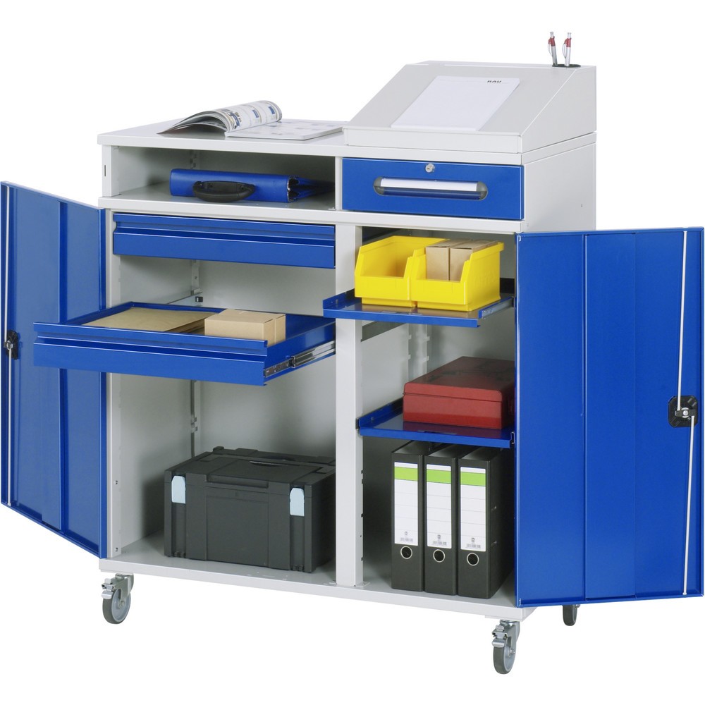 Numéro de l'image du produit 1: RAU Pupitre mobile, HxlxP 1 185-1 345 x 1 100 x 520 mm, tiroirs 2 x 80, 1 x 120 mm