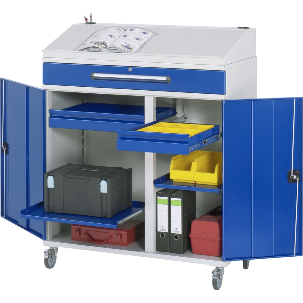 Illustration du produit: RAU Pupitre mobile, HxlxP 1 235-1 345 x 1 100 x 520 mm, tiroirs 2 x 80, 1 x 120 mm