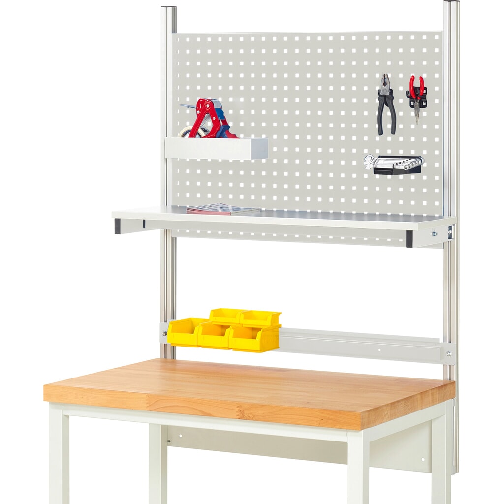 Module d’établi RAU, haut. x larg. x prof. 1 130 x 1 000 x 350 mm, avec 1 étagère en plateau mélaminé et 1 rail de fixation, kit complet 01 pour largeur de produit 1 000 mm Illustration du produit: Module d’établi RAU, haut. x larg. x prof. 1 130 x 1 000 x 350 mm, avec 1 étagère en plateau mélaminé et 1 rail de fixation, kit complet 01 pour largeur de produit 1 000 mm