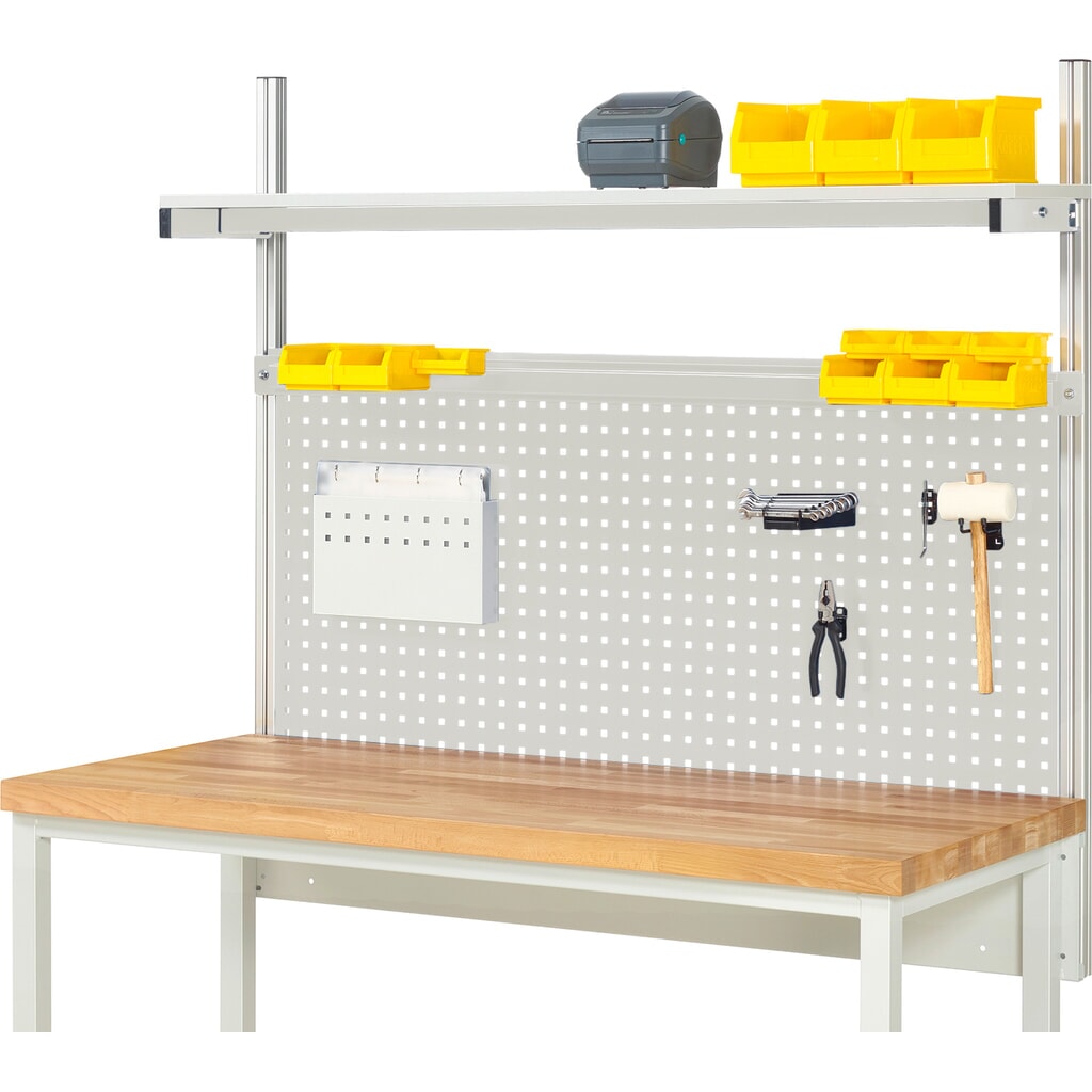 Module d’établi RAU, haut. x larg. x prof. 1 130 x 1 500 x 350 mm, avec 1 étagère en plateau mélaminé et 1 rail de fixation, kit complet 01 pour largeur de produit 1 500 mm Illustration du produit: Module d’établi RAU, haut. x larg. x prof. 1 130 x 1 500 x 350 mm, avec 1 étagère en plateau mélaminé et 1 rail de fixation, kit complet 01 pour largeur de produit 1 500 mm