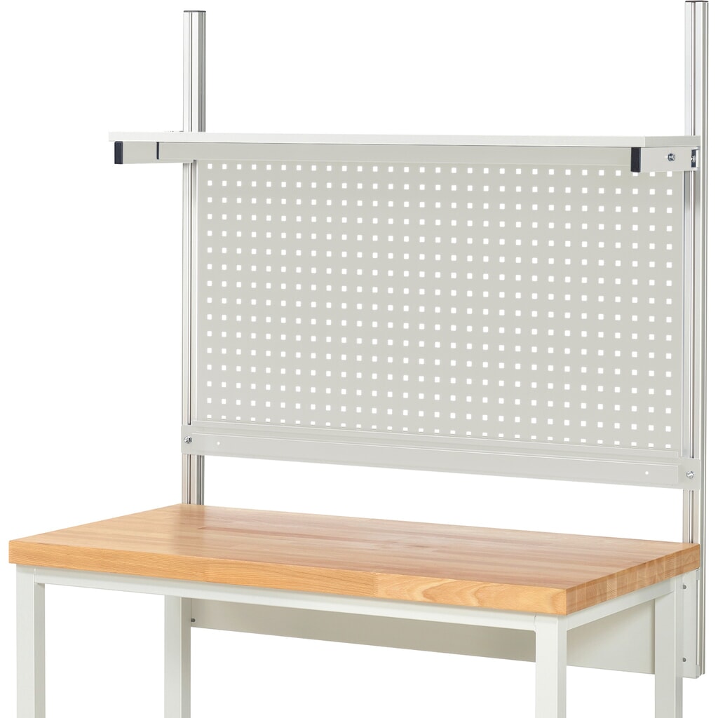 Module d’établi RAU, haut. x larg. x prof. 1 130 x 1 250 x 350 mm, avec 1 étagère en plateau mélaminé et 1 rail de fixation, kit complet 01 pour largeur de produit 1 250 mm N° de l'image du produit 2 : Module d’établi RAU, haut. x larg. x prof. 1 130 x 1 250 x 350 mm, avec 1 étagère en plateau mélaminé et 1 rail de fixation, kit complet 01 pour largeur de produit 1 250 mm