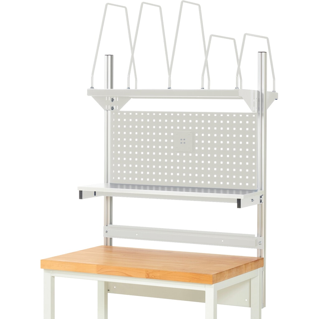 N° de l'image du produit 2 : Module d’établi RAU, haut. x larg. x prof. 1 130 x 1 000 x 350 mm, avec 1 étagère, 1 rail de fixation et 1 support pour écran plat, kit complet 03 pour largeur de produit 1 000 mm