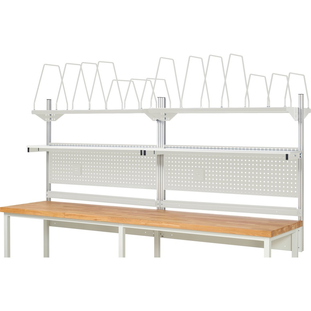 Numéro de l'image du produit 2: RAU Module d’établi, HxlxP 1 130 x 3 000 x 350 mm, avec 2 étagères, 2 rails de fixation et 2 supports pour écran plat, kit complet 03 pour largeur de produit 3 000 mm