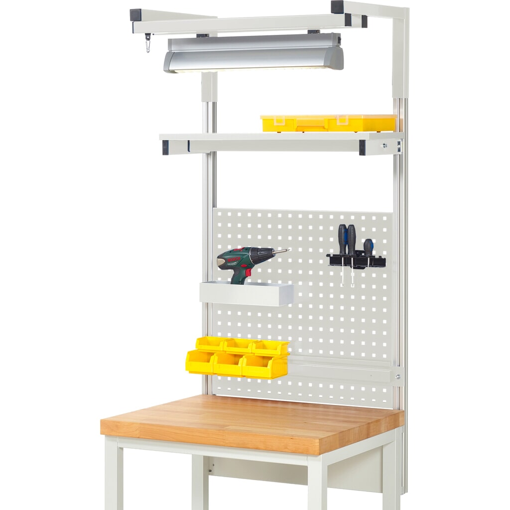 Module d’établi RAU, haut. x larg. x prof. 1 380 x 750 x 350mm, avec 1 étagère, 1 rail de fixation, 1 paire de potences et 1 lampe, kit complet 04 pour largeur de produit 750 mm Illustration du produit: Module d’établi RAU, haut. x larg. x prof. 1 380 x 750 x 350mm, avec 1 étagère, 1 rail de fixation, 1 paire de potences et 1 lampe, kit complet 04 pour largeur de produit 750 mm
