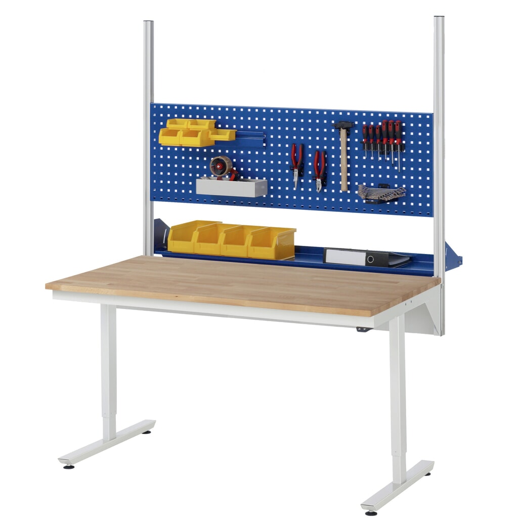 N° de l'image du produit 8 : RAU Table de travail à réglage électrique de la hauteur Série adlatus 300, HxlxP 720-1 120 x 1 000 x 800 mm, plan de travail en hêtre massif