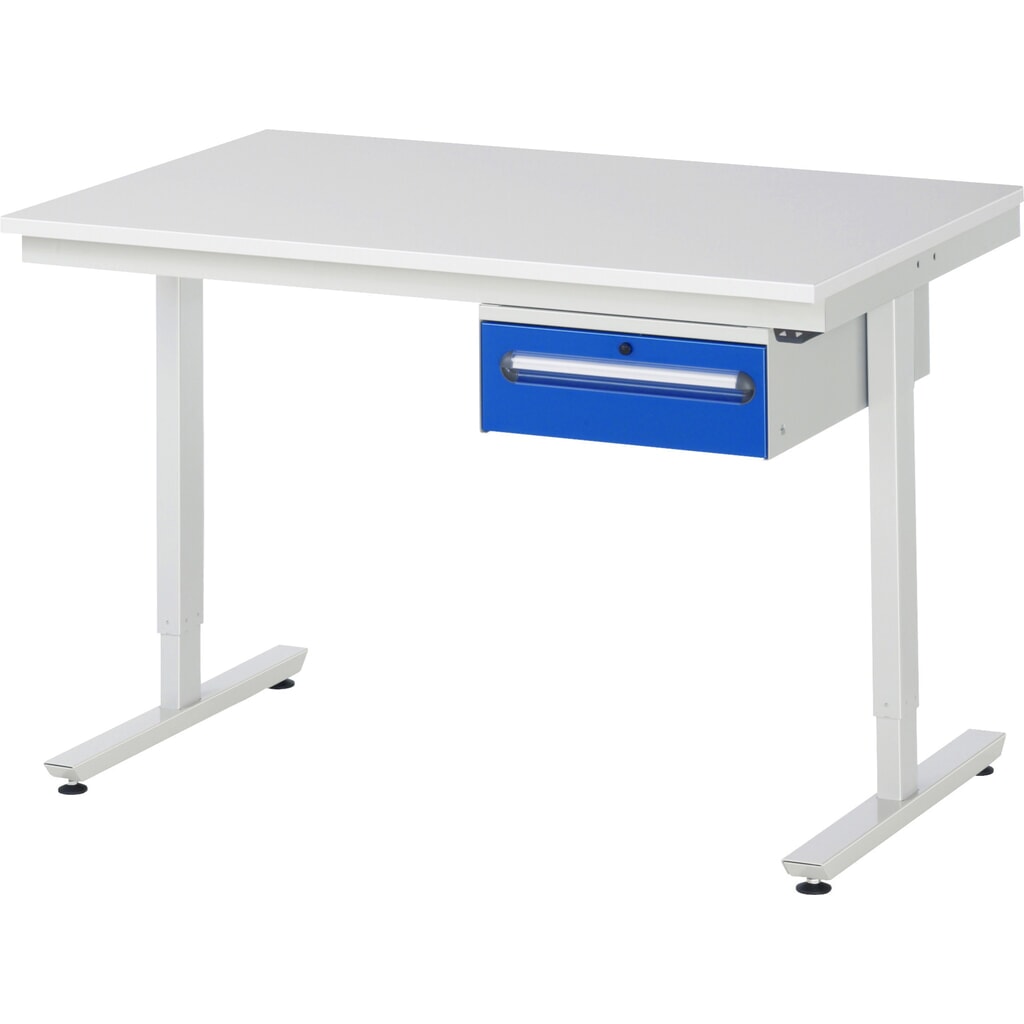 N° de l'image du produit 9 : RAU Table de travail à réglage électrique de la hauteur Série adlatus 300, HxlxP 720-1 120 x 1 000 x 800 mm, plan de travail avec revêtement en mélamine