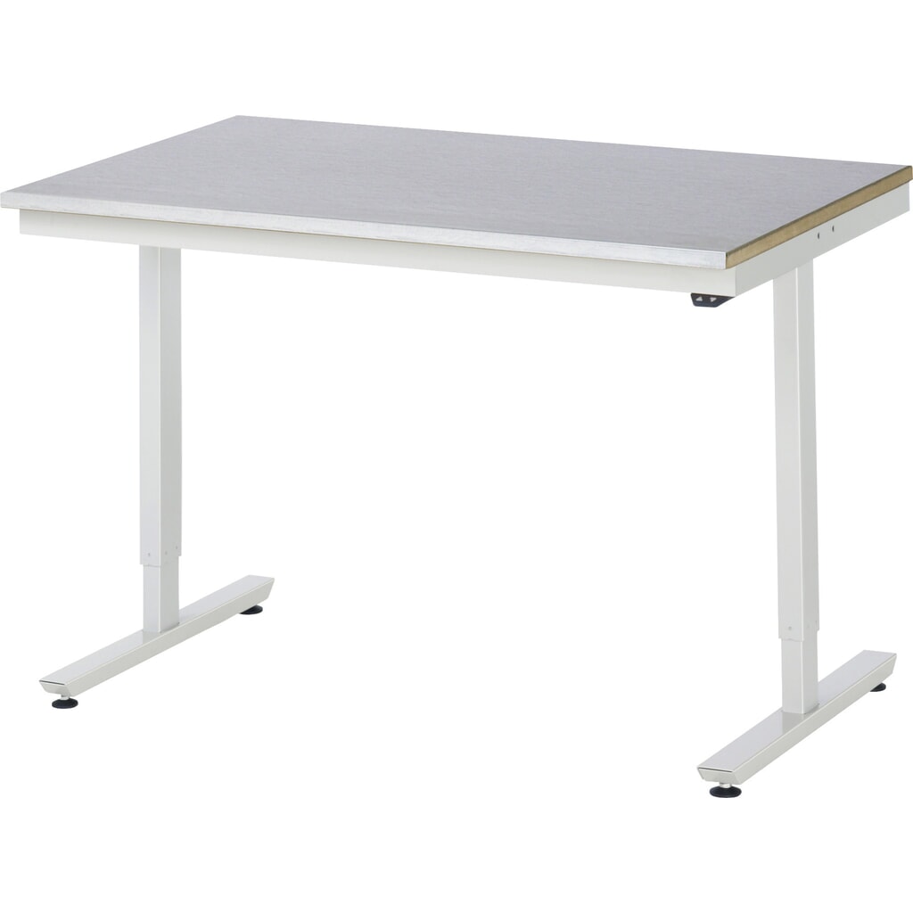 Illustration du produit: RAU Table de travail à réglage électrique de la hauteur Série adlatus 300, HxlxP 720-1 120 x 1 250 x 800 mm, plan de travail avec revêtement en tôle d’acier inoxydable