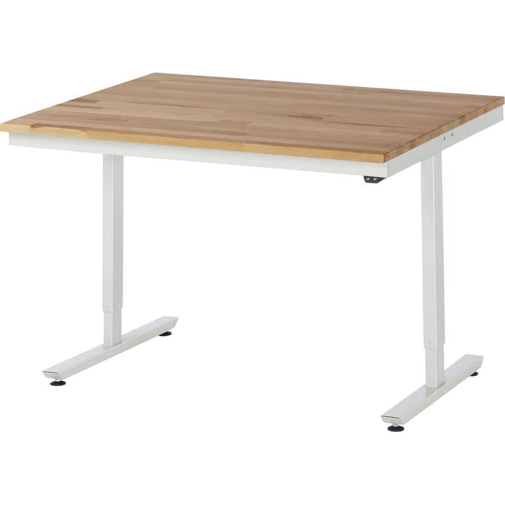 Illustration du produit: RAU Table de travail à réglage électrique de la hauteur Série adlatus 300, HxlxP 720-1 120 x 1 250 x 1 000 mm, plan de travail en hêtre massif