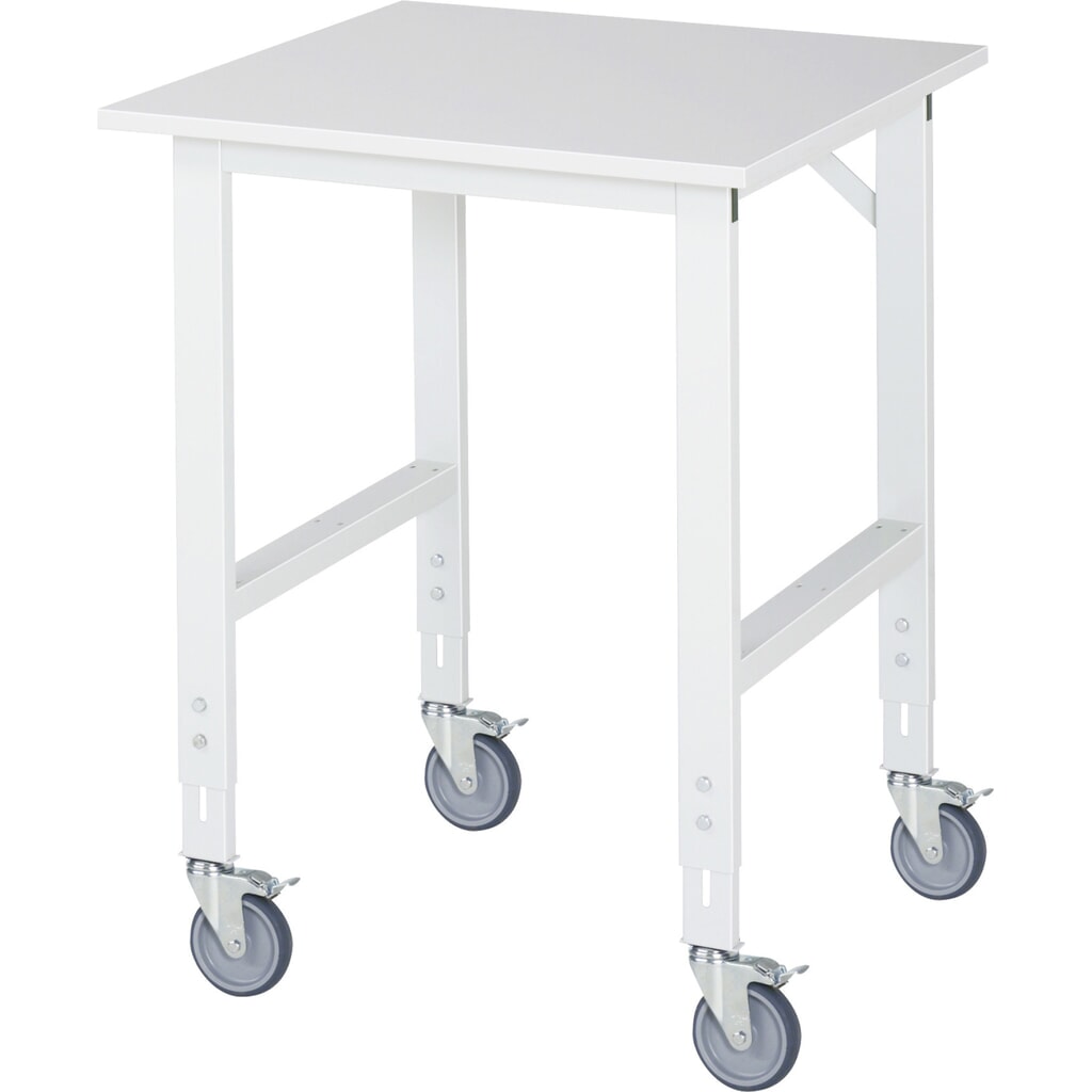 RAU Table de travail mobile réglable en hauteur Série TOM, hauteur 910-1 230 mm, lxP 750 x 800 mm, plan de travail avec revêtement en mélamine N° de l'image du produit 1 : RAU Table de travail mobile réglable en hauteur Série TOM, hauteur 910-1 230 mm, lxP 750 x 800 mm, plan de travail avec revêtement en mélamine