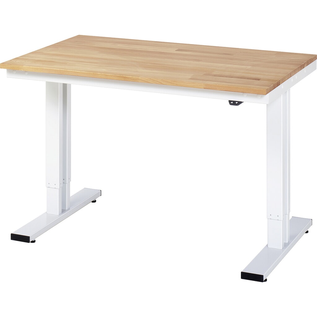 Illustration du produit: RAU Table pour poste de travail à réglage électrique de la hauteur série adlatus 300, HxlxP 720-1 120 x 1 250 x 800 mm, plateau de travail en hêtre massif