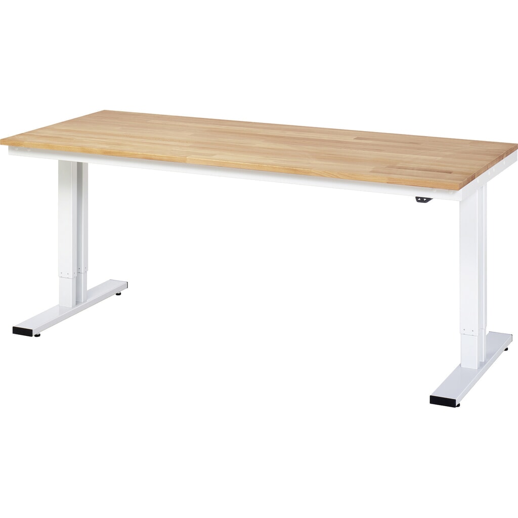 Illustration du produit: RAU Table pour poste de travail à réglage électrique de la hauteur série adlatus 300, HxlxP 720-1 120 x 2 000 x 800 mm, plan de travail en hêtre massif