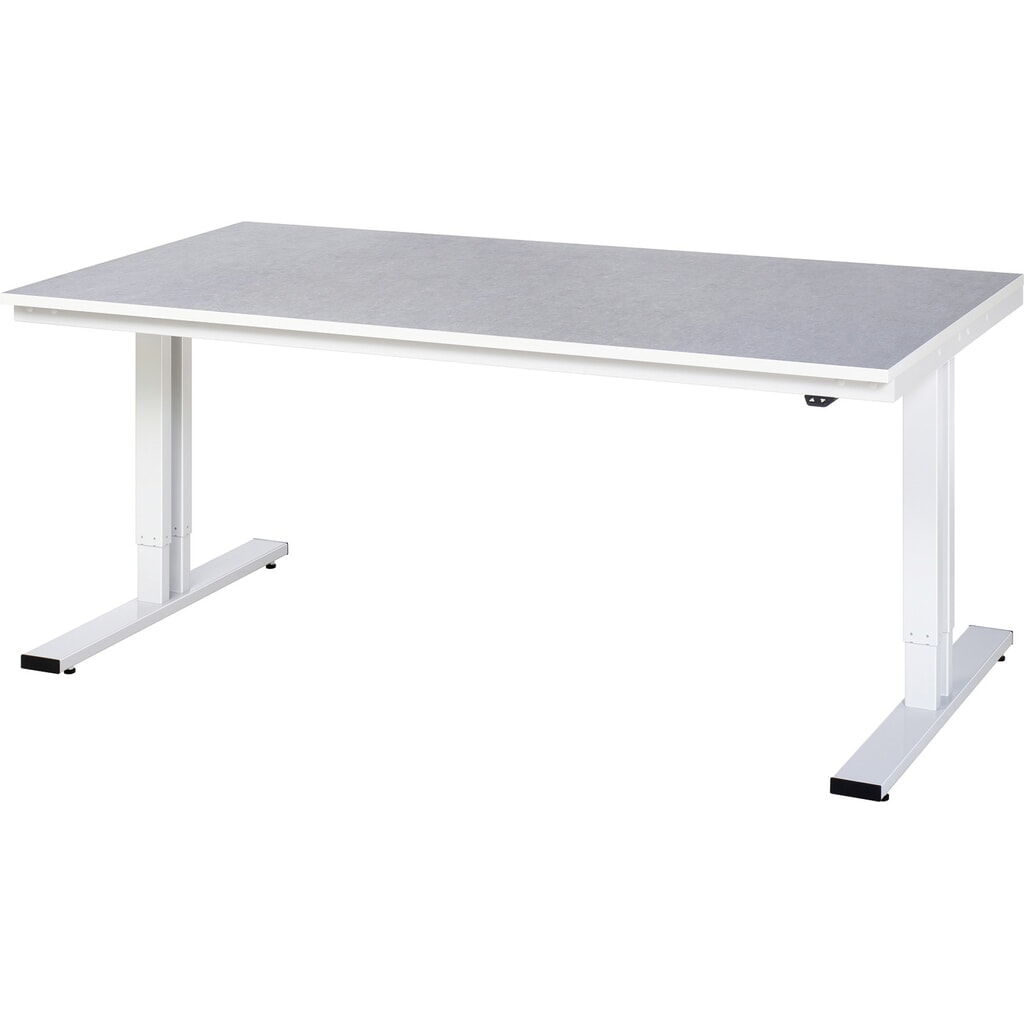 N° de l'image du produit 1 : RAU Table pour poste de travail à réglage électrique de la hauteur série adlatus 300, HxlxP 720-1 120 x 2 000 x 1 000 mm, plan de travail en revêtement linoléum / universel