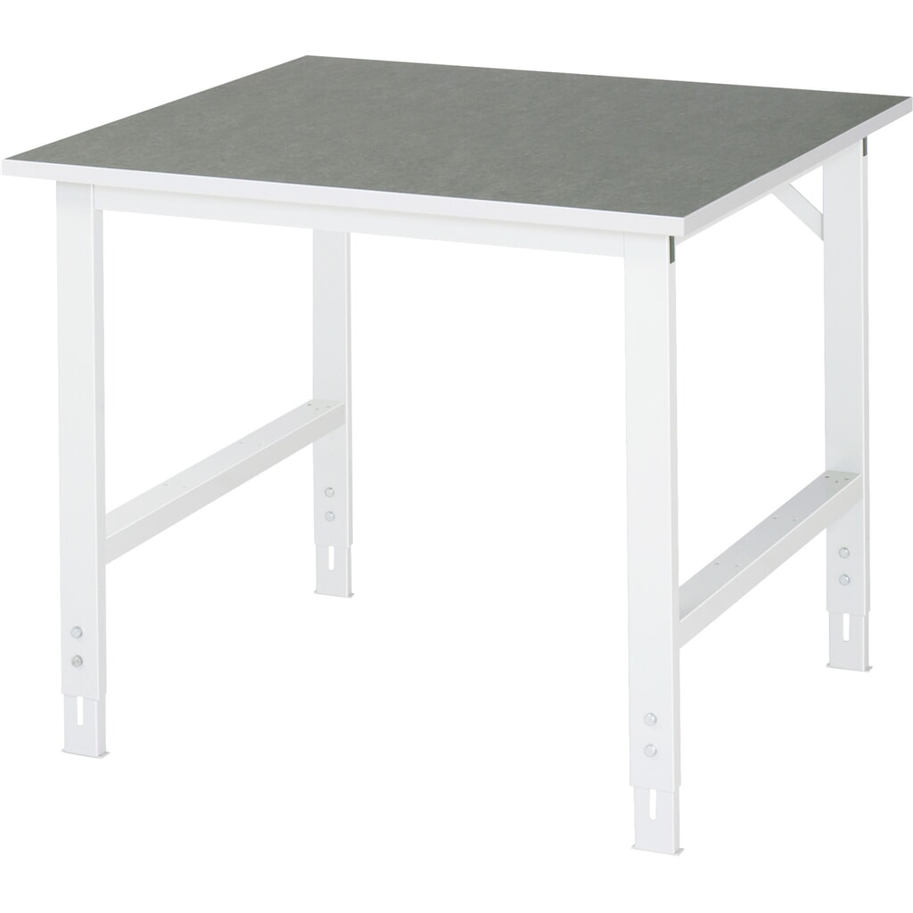 RAU Table pour poste de travail réglable en hauteur série TOM, HxlxP 760-1 080 x 1 000 x 1 000 mm, plan de travail en revêtement linoléum / universel Illustration du produit: RAU Table pour poste de travail réglable en hauteur série TOM, HxlxP 760-1 080 x 1 000 x 1 000 mm, plan de travail en revêtement linoléum / universel