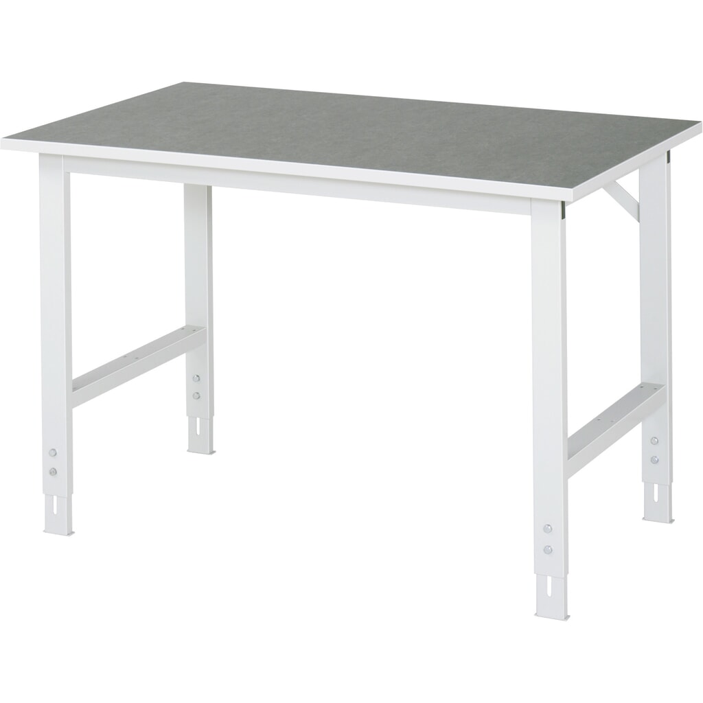 Illustration du produit: RAU Table pour poste de travail réglable en hauteur série TOM, HxlxP 760-1 080 x 1 250 x 800 mm, plan de travail en revêtement linoléum / universel