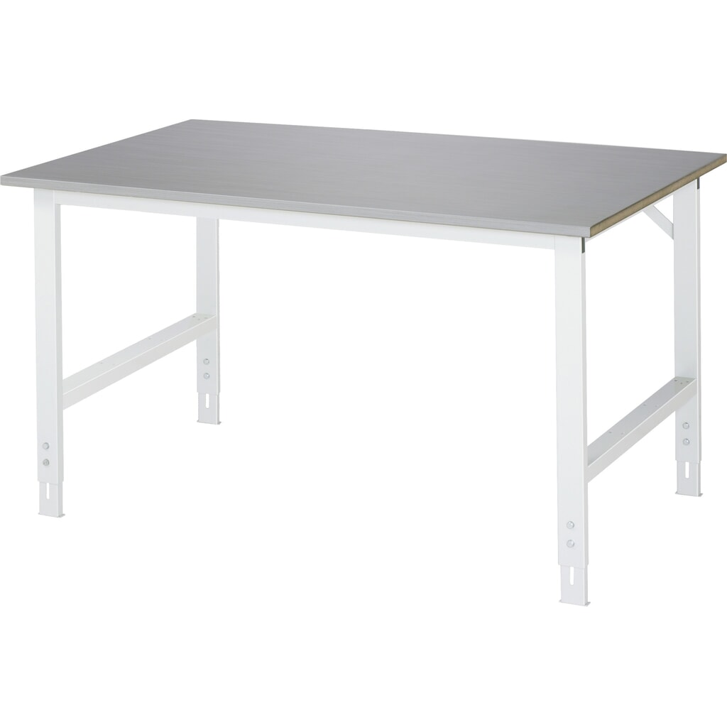 Illustration du produit: RAU Table pour poste de travail réglable en hauteur série TOM, HxlxP 760-1 080 x 1 500 x 1 000 mm, plan de travail en tôle d’acier inoxydable