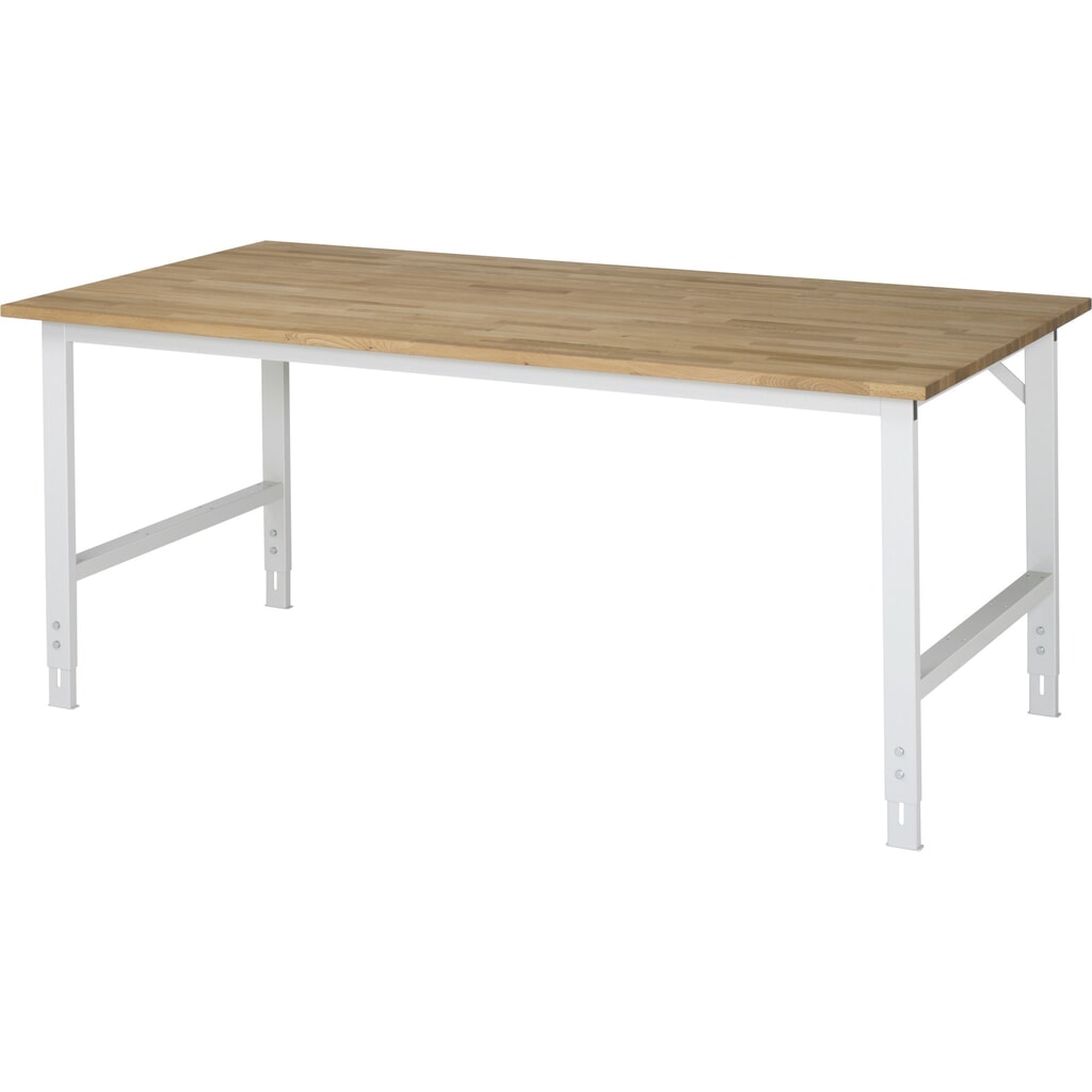 RAU Table pour poste de travail réglable en hauteur série TOM, HxlxP 760-1 080 x 2 000 x 1 000 mm, plan de travail en hêtre massif Illustration du produit: RAU Table pour poste de travail réglable en hauteur série TOM, HxlxP 760-1 080 x 2 000 x 1 000 mm, plan de travail en hêtre massif