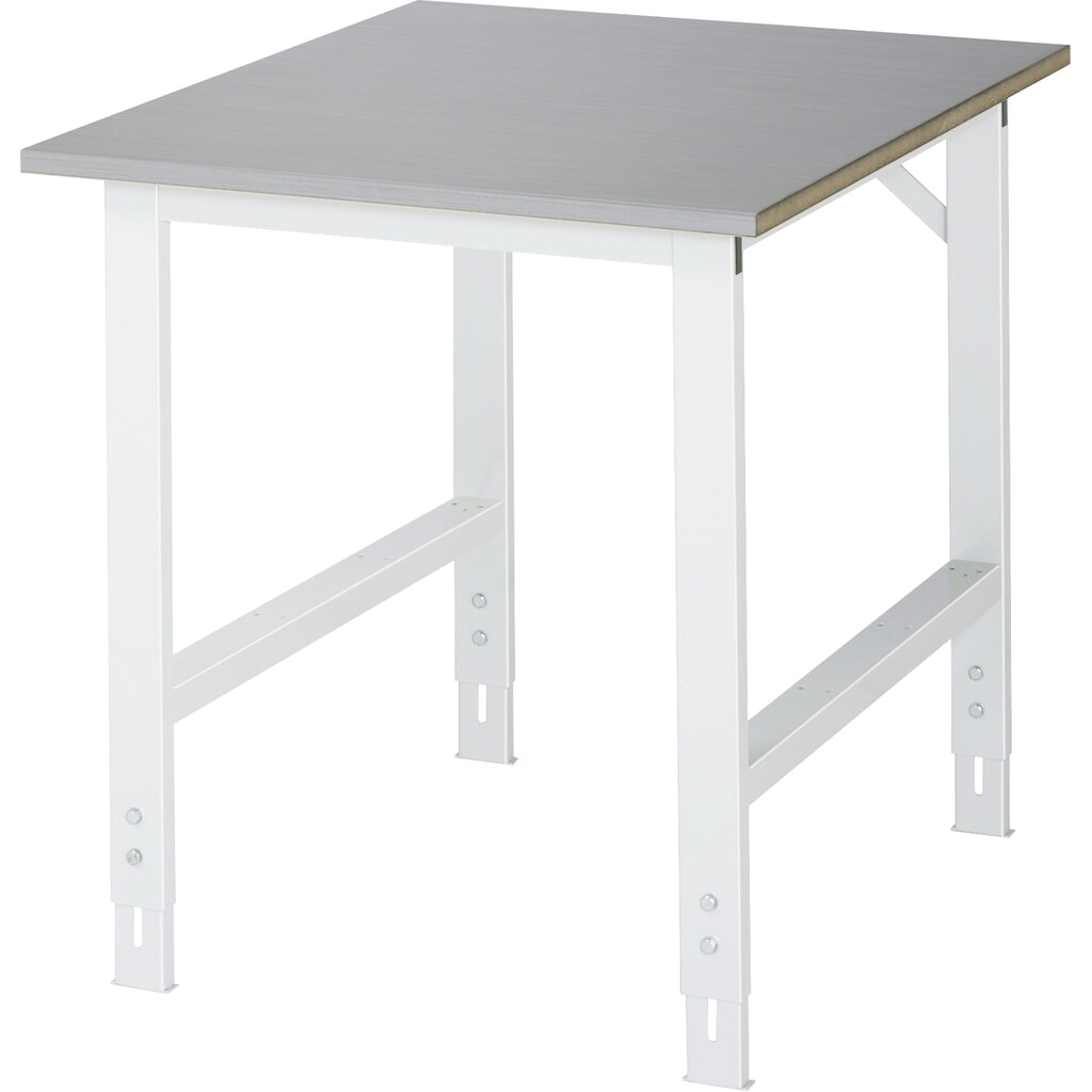 Illustration du produit: RAU Table pour poste de travail réglable en hauteur série TOM, HxlxP 760-1 080 x 750 x 1 000 mm, plan de travail en tôle d’acier inoxydable