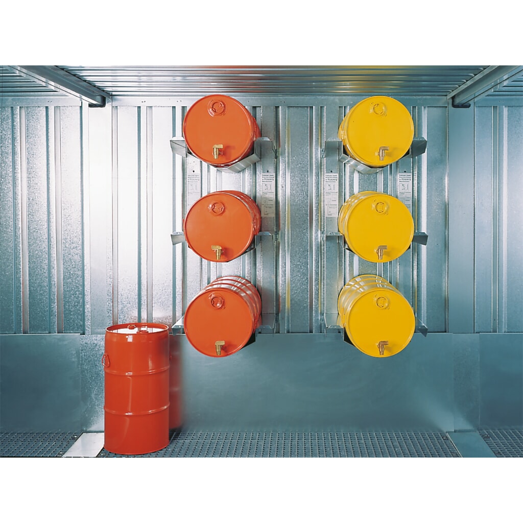 Rayonnage à fûts 3x50/60 l, stockage couchés Illustration du produit: Rayonnage à fûts 3x50/60 l, stockage couchés