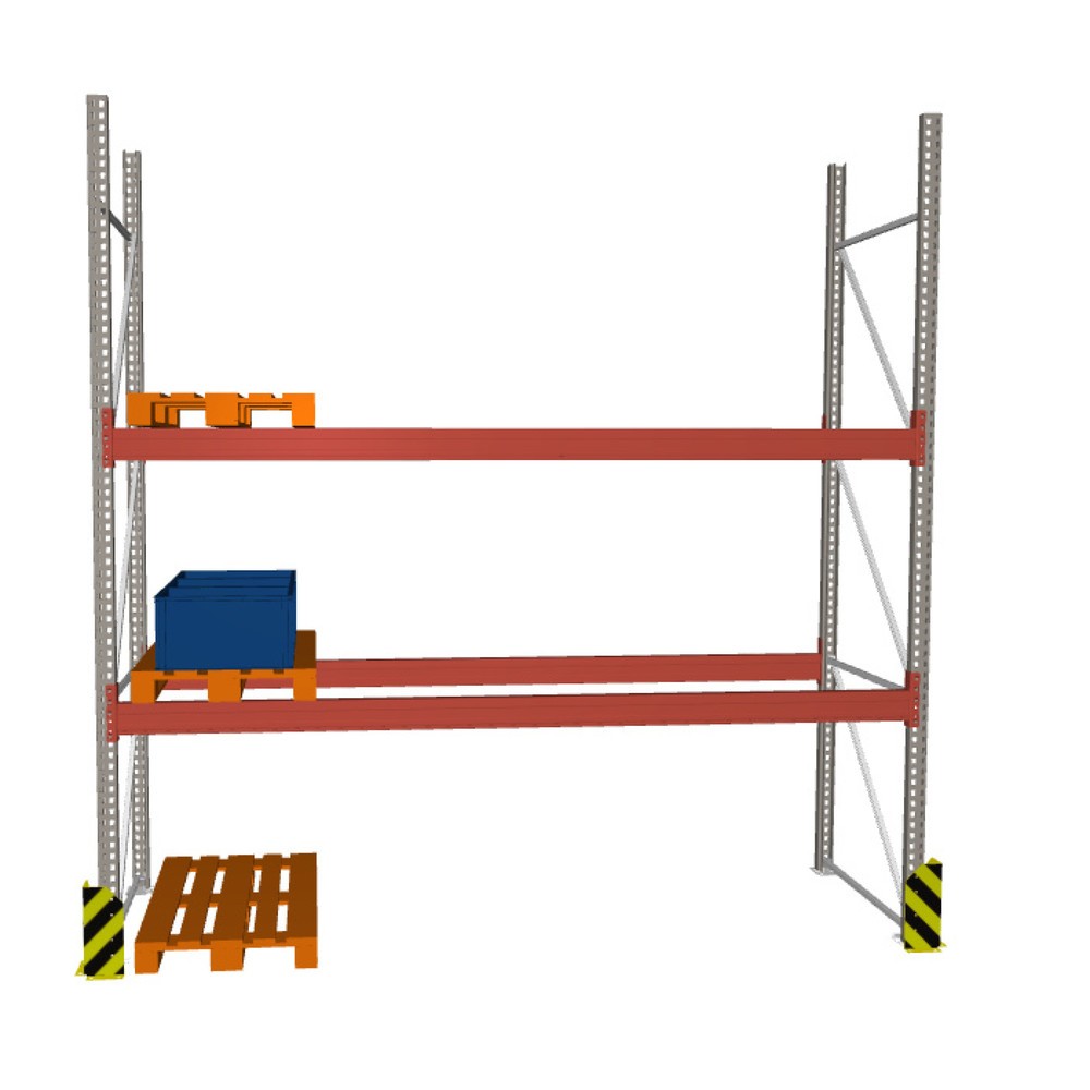 Numéro de l'image du produit 1: Rayonnage à palettes MULTIPAL META, module de base, charge par tablette 3 960 kg, HxlxP 2 700 x 3 600 x 1 100 mm