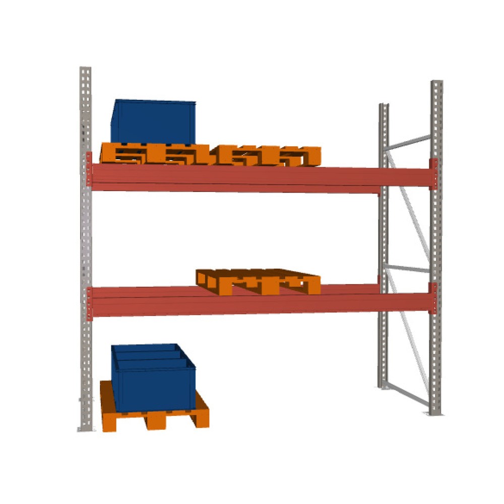 Numéro de l'image du produit 1: Rayonnage à palettes MULTIPAL META, module de base, charge par tablette 4 310 kg, HxlxP 2 700 x 2 700 x 1 100 mm
