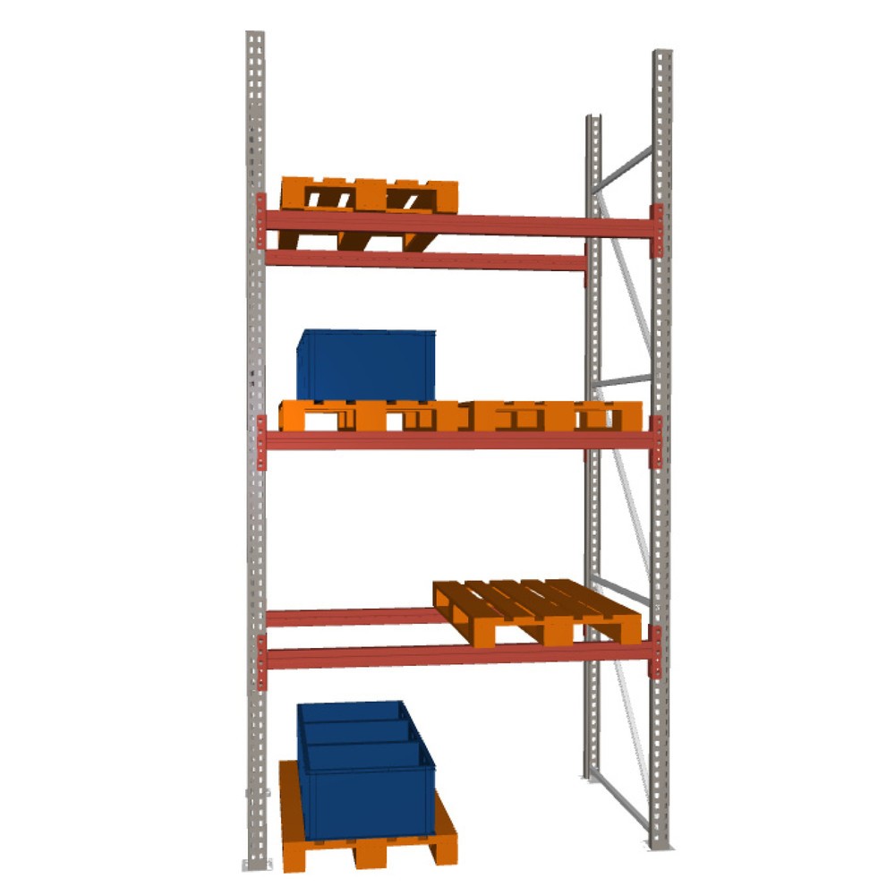 Numéro de l'image du produit 1: Rayonnage à palettes MULTIPAL META, module de base, charge par tablette 2 000 kg, HxlxP 3 800 x 1 825 x 1 100 mm