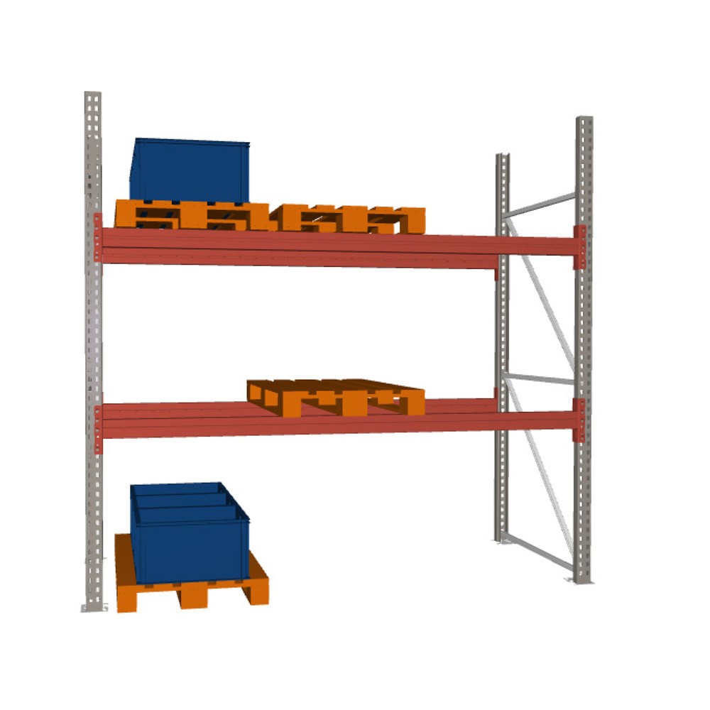 Illustration du produit: Rayonnage à palettes MULTIPAL META, module de base, charge par tablette 2 350 kg, HxlxP 2 700 x 2 700 x 1 100 mm