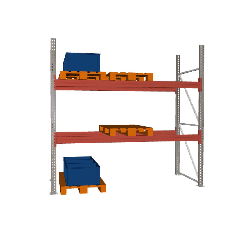 Numéro de l'image du produit 1: Rayonnage à palettes MULTIPAL META, module de base, charge par tablette 2 970 kg, HxlxP 2 700 x 2 700 x 1 100 mm