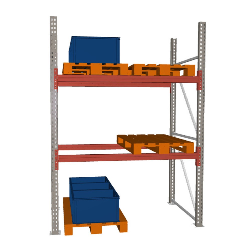 Numéro de l'image du produit 1: Rayonnage à palettes MULTIPAL META, module de base, charge par tablette 2 000 kg, HxlxP 2 700 x 1 825 x 1 100 mm