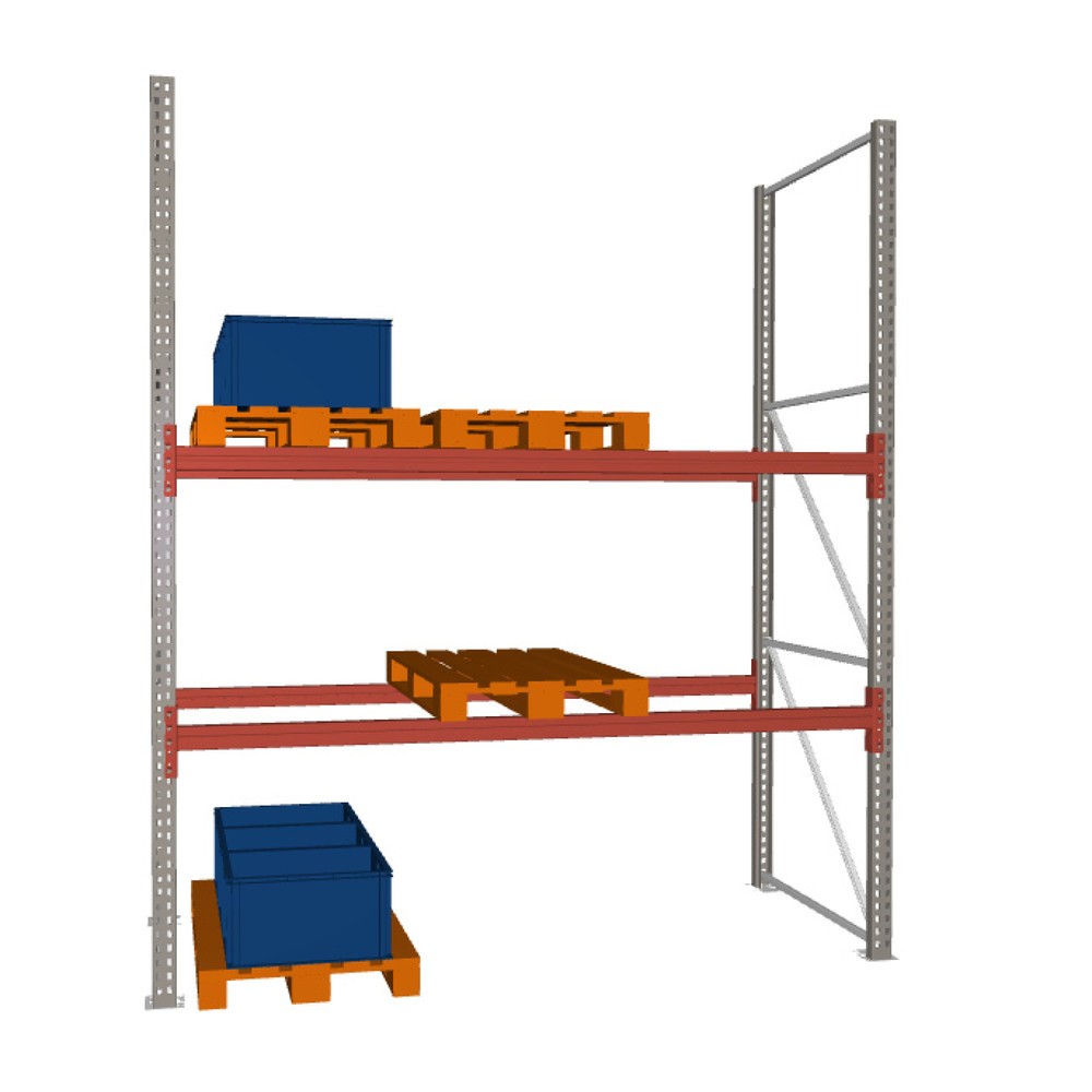 Illustration du produit: Rayonnage à palettes MULTIPAL META, module de base, charge par tablette 1 480 kg, HxlxP 3 300 x 2 700 x 1 100 mm