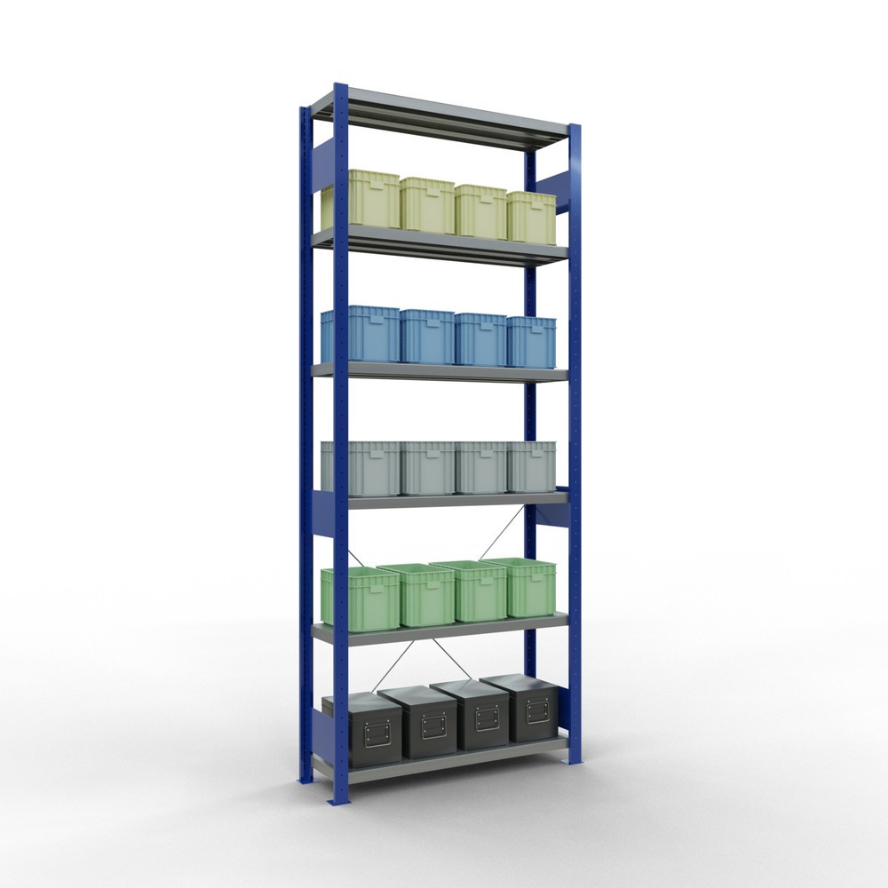Numéro de l'image du produit 3: SCHULTE Rayonnage à tablettes, bleu gentiane / galvanisé, charge par tablette 330 kg, HxlxP 2 500 x 1 060 x 336 mm