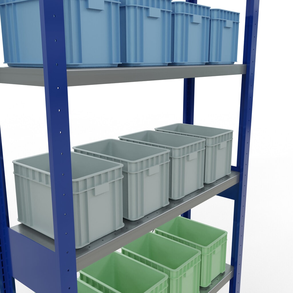 SCHULTE Rayonnage à tablettes, bleu gentiane / galvanisé, charge par tablette 330 kg, HxlxP 2 500 x 1 060 x 336 mm N° de l'image du produit 4 : SCHULTE Rayonnage à tablettes, bleu gentiane / galvanisé, charge par tablette 330 kg, HxlxP 2 500 x 1 060 x 336 mm