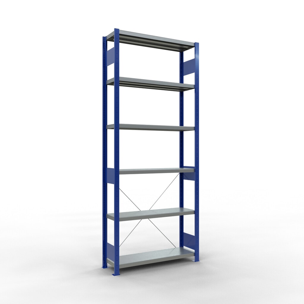 SCHULTE Rayonnage à tablettes, bleu gentiane / galvanisé, charge par tablette 330 kg, HxlxP 2 500 x 1 060 x 336 mm N° de l'image du produit 1 : SCHULTE Rayonnage à tablettes, bleu gentiane / galvanisé, charge par tablette 330 kg, HxlxP 2 500 x 1 060 x 336 mm