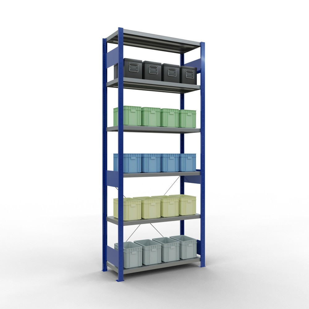 Numéro de l'image du produit 3: SCHULTE Rayonnage à tablettes, bleu gentiane / galvanisé, charge par tablette 330 kg, HxlxP 2 500 x 1 060 x 436 mm
