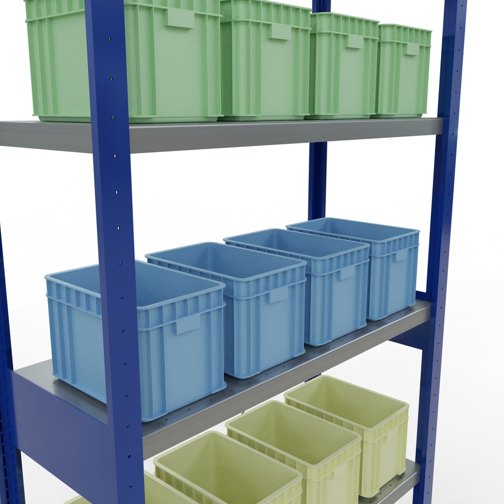 Numéro de l'image du produit 4: SCHULTE Rayonnage à tablettes, bleu gentiane / galvanisé, charge par tablette 330 kg, HxlxP 2 500 x 1 060 x 436 mm