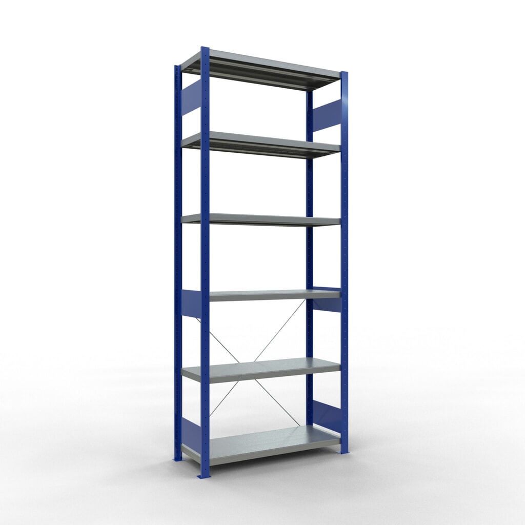 Illustration du produit: SCHULTE Rayonnage à tablettes, bleu gentiane / galvanisé, charge par tablette 330 kg, HxlxP 2 500 x 1 060 x 436 mm