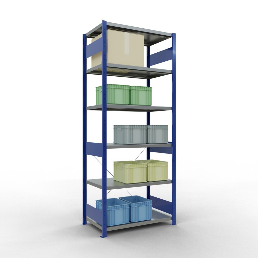 Numéro de l'image du produit 3: SCHULTE Rayonnage à tablettes, bleu gentiane / galvanisé, charge par tablette 330 kg, HxlxP 2 500 x 1 060 x 636 mm
