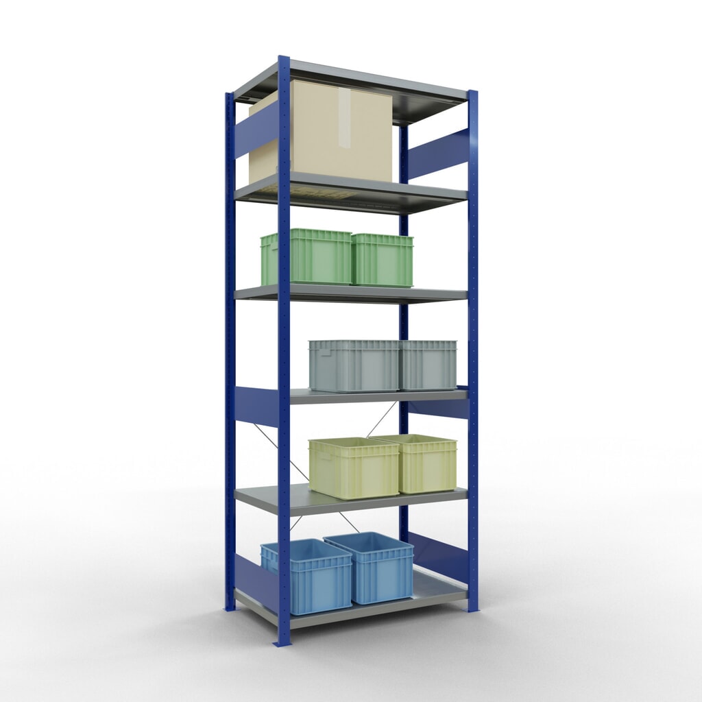 N° de l'image du produit 3 : SCHULTE Rayonnage à tablettes, bleu gentiane / galvanisé, charge par tablette 330 kg, HxlxP 2 500 x 1 060 x 636 mm