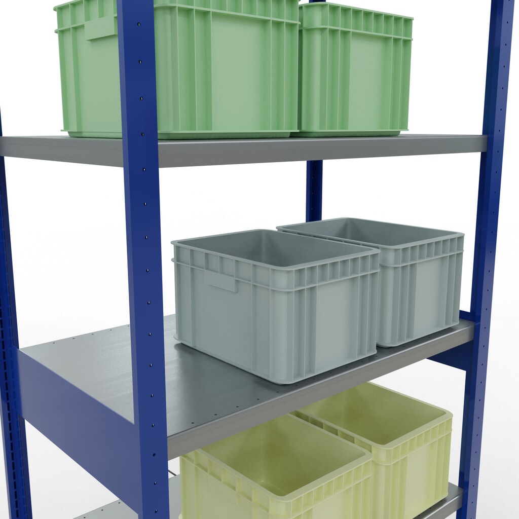 N° de l'image du produit 4 : SCHULTE Rayonnage à tablettes, bleu gentiane / galvanisé, charge par tablette 330 kg, HxlxP 2 500 x 1 060 x 636 mm