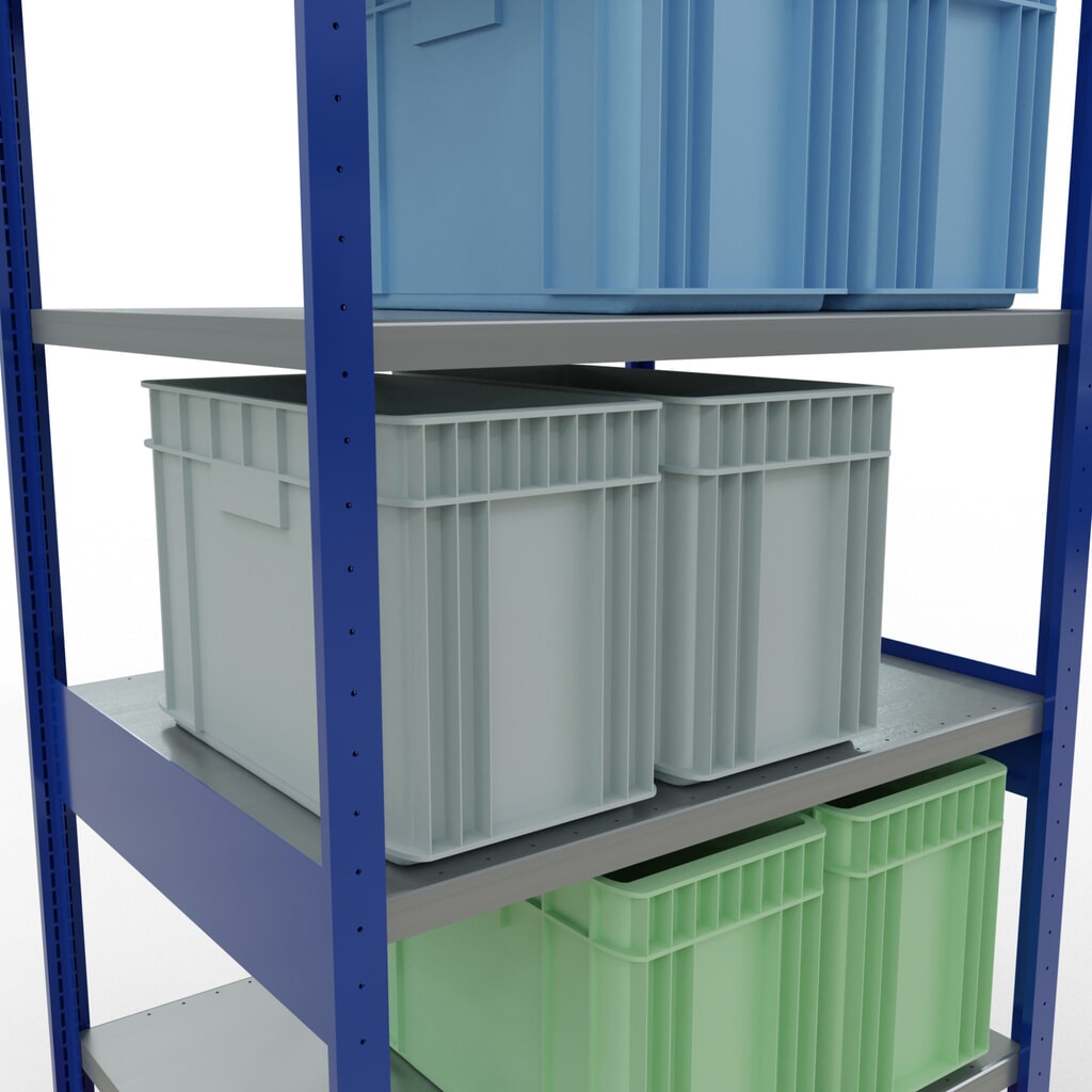 N° de l'image du produit 4 : SCHULTE Rayonnage à tablettes, bleu gentiane / galvanisé, charge par tablette 330 kg, HxlxP 2 500 x 1 060 x 836 mm
