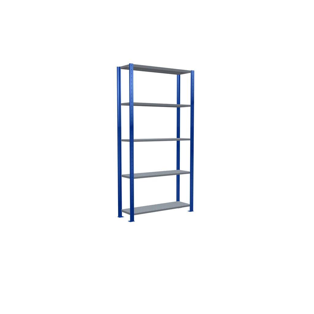 N° de l'image du produit 2 : SCHULTE Rayonnage à tablettes, bleu gentiane / galvanisé, avec 5 tablettes en tôle d’acier, charge par tablette 330 kg, HxlxP 2 000 x 1 060 x 336 mm