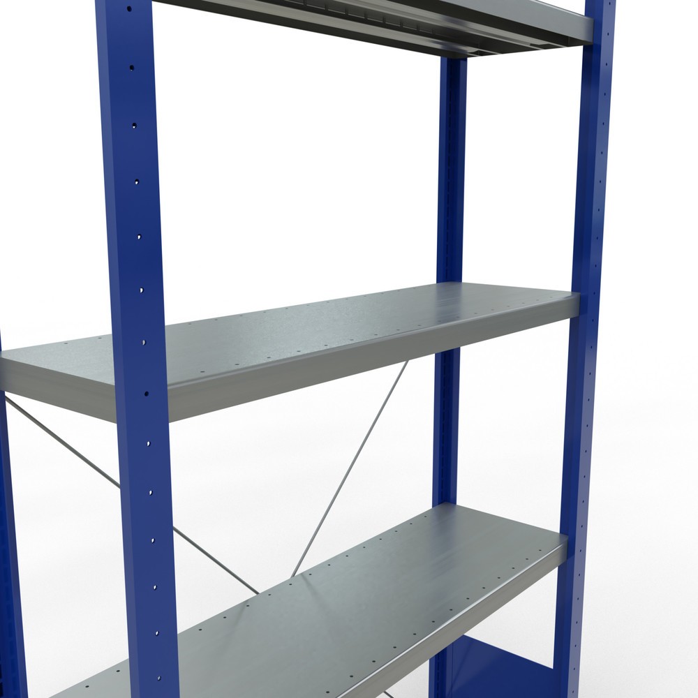 Numéro de l'image du produit 5: SCHULTE Rayonnage à tablettes, bleu gentiane / galvanisé, avec 5 tablettes en tôle d’acier, charge par tablette 330 kg, HxlxP 2 000 x 1 060 x 336 mm