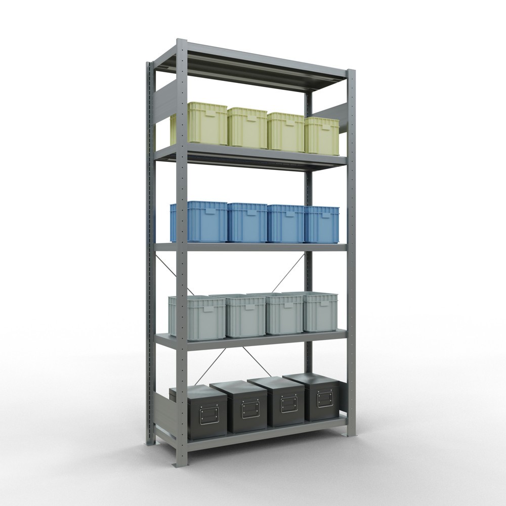 Numéro de l'image du produit 3: SCHULTE Rayonnage à tablettes galvanisé avec 5 tablettes en tôle d’acier, charge par tablette 330 kg, HxlxP 2 000 x 1 060 x 436 mm