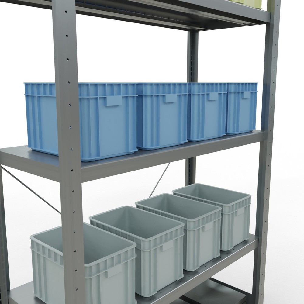 Numéro de l'image du produit 4: SCHULTE Rayonnage à tablettes galvanisé avec 5 tablettes en tôle d’acier, charge par tablette 330 kg, HxlxP 2 000 x 1 060 x 436 mm